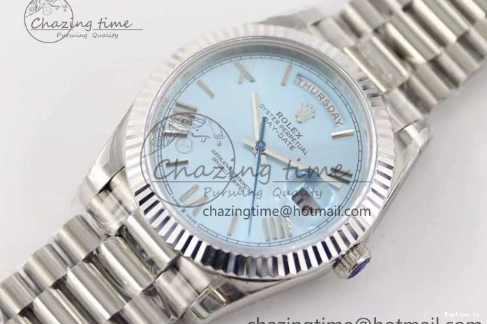 1230 Soft Day Date 40mm SS 904L Steel TWF 1:1 Best Edition Ice Blue Roman Dial on SS Bracelet A 2359